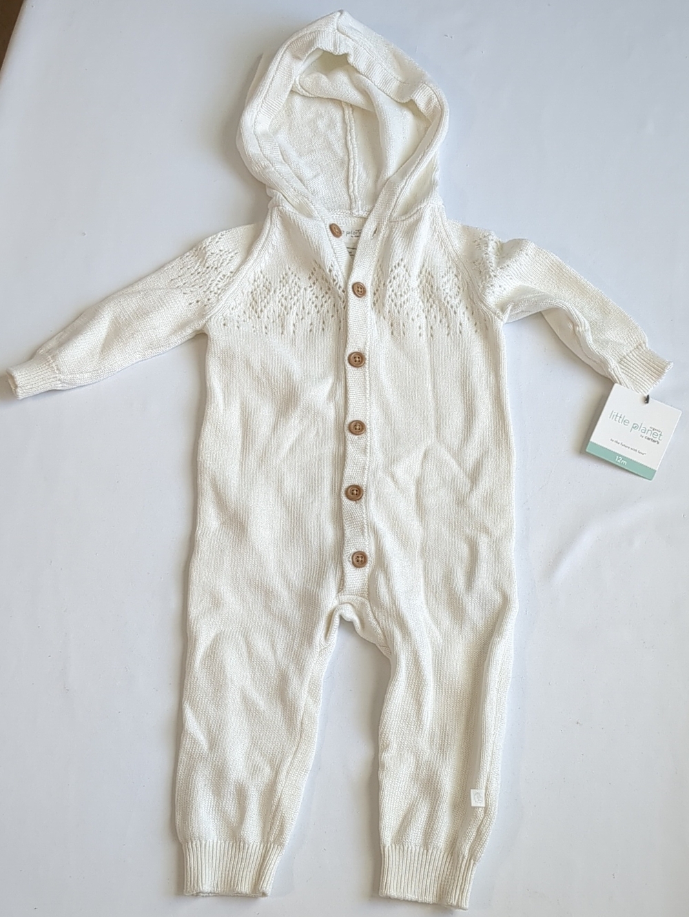 Carter's Little Planet Organic Cotton Pointelle Sweater Onsie Jumpsuit Sz 12 M
